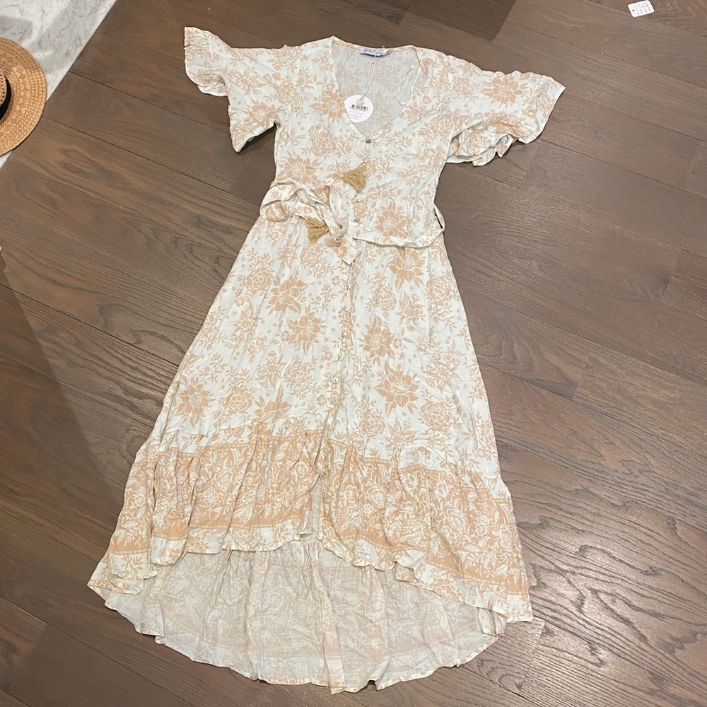 Petal & Pup Cream and Tan Floral Maxi Dress - Picture 2 of 3